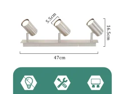 Online NETTLIFE 3 Focos de Techo GU10 de Níquel Giratorios 330° para Sala de Estar Dormitorio Oficina Foco de Pared Moderno Lámpara de Pasillo Plateado