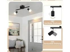 Outlet NETTLIFE 2 focos de techo LED s giratorios 330° GU10, haz de pared para pasillo, dormitorio, salón Negro