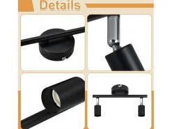 Outlet NETTLIFE 2 focos de techo LED s giratorios 330° GU10, haz de pared para pasillo, dormitorio, salón Negro