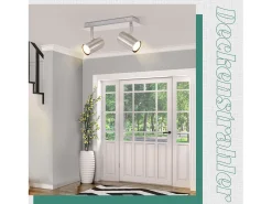 Outlet NETTLIFE 2 Focos de techo GU10 orientables 330° níquel para interior Foco de pared moderno para dormitorio salón sin bombilla Plateado