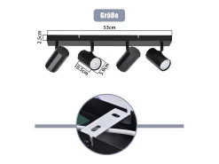 Online NETTLIFE 4 focos de techo GU10 s orientables 350° en metal vintage MAX. 25W para cocina salón dormitorio sin bombillas Negro
