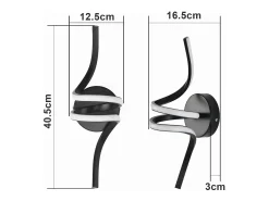 New NETTLIFE - Lámpara de pared LED para interiores, moderna, color , 7 W, luz blanca cálida de 3000 K Negro