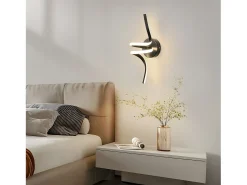 New NETTLIFE - Lámpara de pared LED para interiores, moderna, color , 7 W, luz blanca cálida de 3000 K Negro