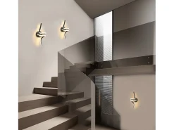 New NETTLIFE - Lámpara de pared LED para interiores, moderna, color , 7 W, luz blanca cálida de 3000 K Negro