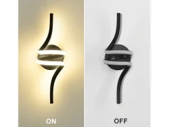 New NETTLIFE - Lámpara de pared LED para interiores, moderna, color , 7 W, luz blanca cálida de 3000 K Negro