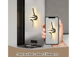 New NETTLIFE - Lámpara de pared LED para interiores, moderna, color , 7 W, luz blanca cálida de 3000 K Negro
