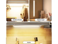 Outlet NETTLIFE - Luz LED para debajo del gabinete con sensor de movimiento, recargable por USB, 1500 mAh, para pasillo y armario Plateado