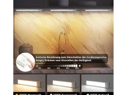 Clearance NETTLIFE - Luz LED para debajo del gabinete con sensor de movimiento, recargable por USB, 1500 mAh, para pasillo y armario Plateado