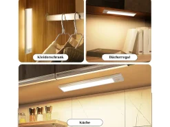 Clearance NETTLIFE - Luz LED para debajo del gabinete con sensor de movimiento, recargable por USB, 1500 mAh, para pasillo y armario Plateado