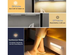 Clearance NETTLIFE - Luz LED para debajo del gabinete con sensor de movimiento, recargable por USB, 1500 mAh, para pasillo y armario Plateado
