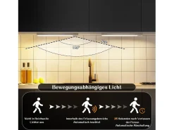 Clearance NETTLIFE - Luz LED para debajo del gabinete con sensor de movimiento, recargable por USB, 1500 mAh, para pasillo y armario Plateado