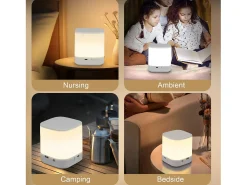 New NETTLIFE - Pack de 2 lámparas de mesa LED con 3 temperaturas de color, lámpara de noche, batería de 3600 mAh, carga USB Blanco