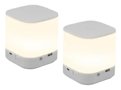 New NETTLIFE - Pack de 2 lámparas de mesa LED con 3 temperaturas de color, lámpara de noche, batería de 3600 mAh, carga USB Blanco