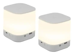 New NETTLIFE - Pack de 2 lámparas de mesa LED con 3 temperaturas de color, lámpara de noche, batería de 3600 mAh, carga USB Blanco