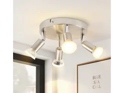Online NETTLIFE 4 puntos LED orientables a 350° GU10 en metal cobre, lámpara moderna para sala, dormitorio, cocina, comedor, pasillo máximo 4x25W Plateado