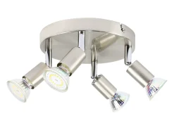 Online NETTLIFE 4 puntos LED orientables a 350° GU10 en metal cobre, lámpara moderna para sala, dormitorio, cocina, comedor, pasillo máximo 4x25W Plateado