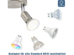 Online NETTLIFE 4 puntos LED orientables a 350° GU10 en metal cobre, lámpara moderna para sala, dormitorio, cocina, comedor, pasillo máximo 4x25W Plateado