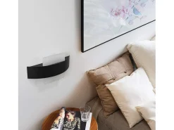 Hot NETTLIFE . Aplicación LED mural para interiores, salón, pasillo, 23,5 cm, dormitorio, lámpara de cabecera en acrílico, blanco cálido 3000K, 7W. Negro