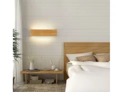 Clearance NETTLIFE Aplique LED para Interiores - Lámpara de de Madera Moderna de 32 CM Lámpara de Escalera con Diseño Arriba y Abajo 11W 3000K Blanco Cálido Marru00f3n