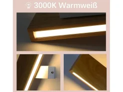 Clearance NETTLIFE Aplique LED para Interiores - Lámpara de de Madera Moderna de 32 CM Lámpara de Escalera con Diseño Arriba y Abajo 11W 3000K Blanco Cálido Marru00f3n