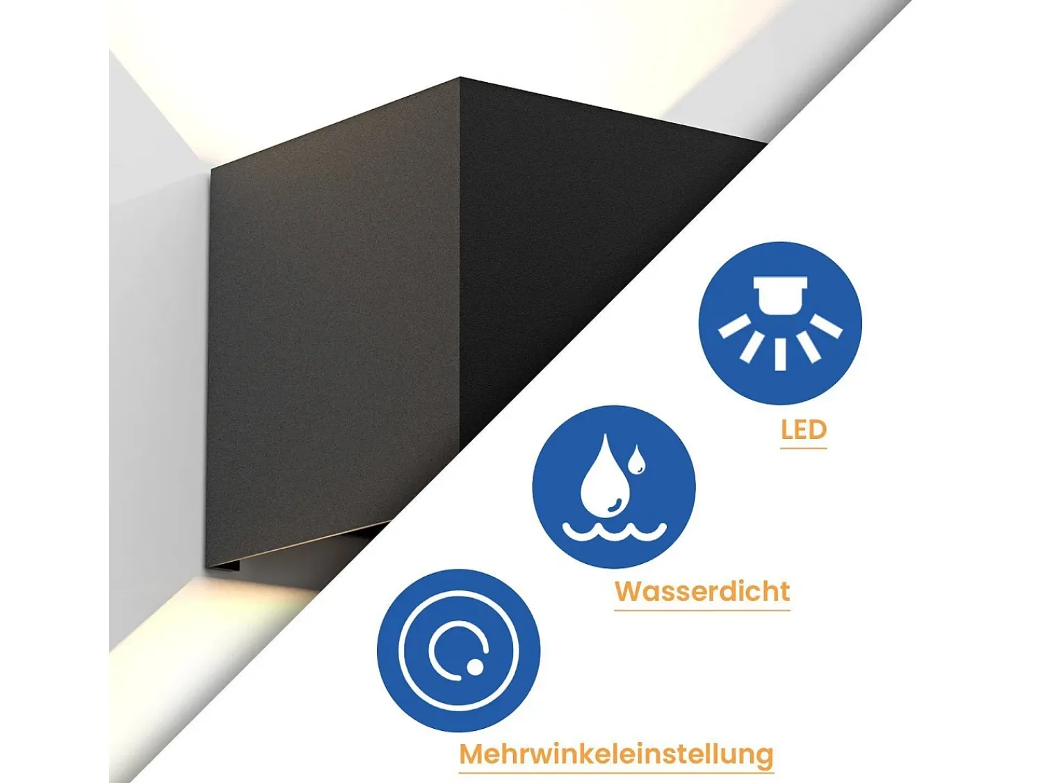 New NETTLIFE Aplique LED Pared, Iluminación Negra, Exterior 5W, Foco Arriba Abajo, IP65, 3000K Blanco Cálido Negro