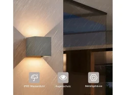 Clearance NETTLIFE Aplique LED 5W - Lámpara de Pared Exterior/Interior , Regulable Doble Haz Impermeable IP65 230V 3000K Gris