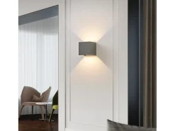 Clearance NETTLIFE Aplique LED 5W - Lámpara de Pared Exterior/Interior , Regulable Doble Haz Impermeable IP65 230V 3000K Gris