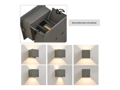 Clearance NETTLIFE Aplique LED 5W - Lámpara de Pared Exterior/Interior , Regulable Doble Haz Impermeable IP65 230V 3000K Gris