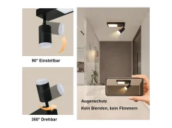 Best NETTLIFE Foco de techo 1 bombilla GU10 dormitorio 3000k 20W lámpara de cocina blanco cálido ajustable Negro