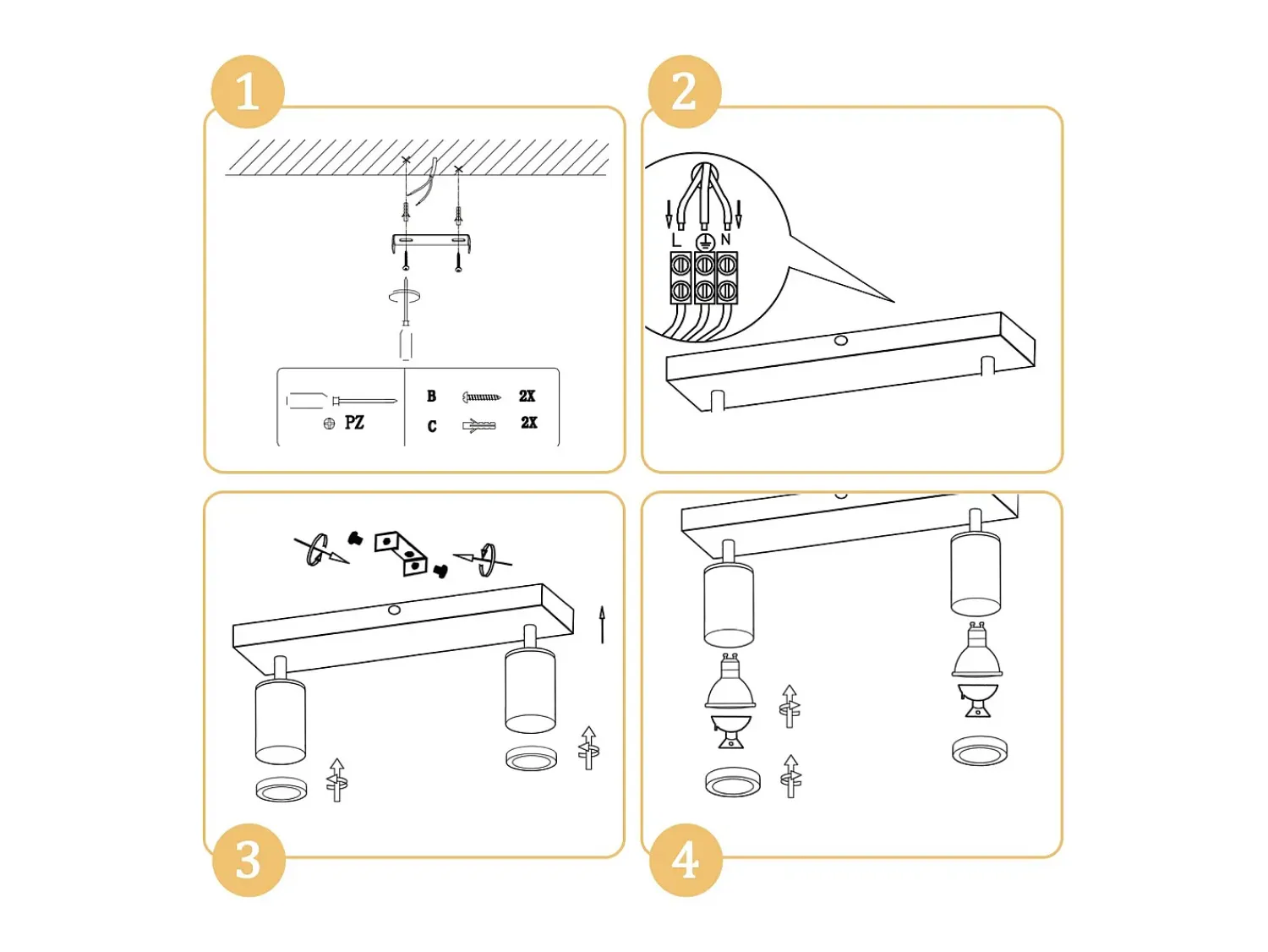 Clearance NETTLIFE Foco de techo GU10, foco de pared vintage de madera, giratorio sin bombilla, 350° de rotación Blanco