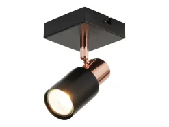 NETTLIFE Foco de techo. Focos de techo, 1 bombilla GU10 negra giratoria hasta 355°