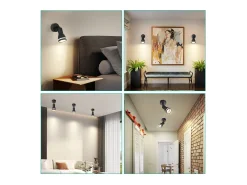 Sale NETTLIFE Foco de techo LED, 1 bombilla negra, plafón para salón, orientable, GU10, lámpara moderna tipo foco. Negro