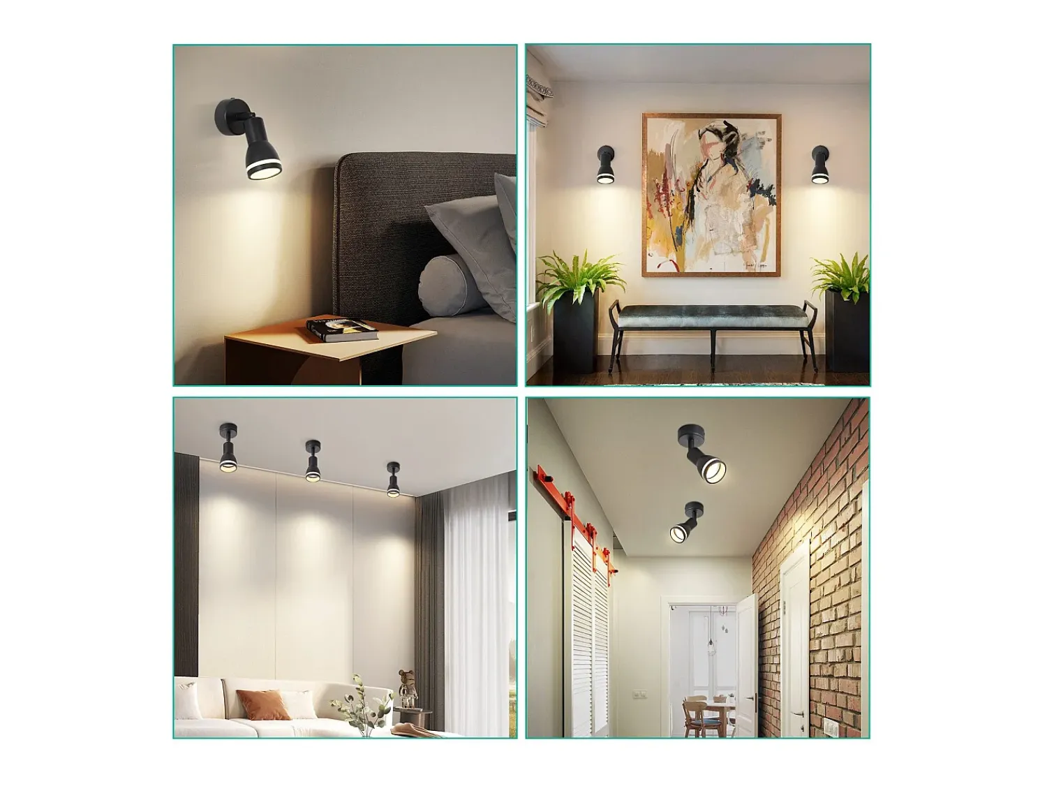 Sale NETTLIFE Foco de techo LED, 1 bombilla negra, plafón para salón, orientable, GU10, lámpara moderna tipo foco. Negro