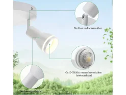 Clearance NETTLIFE Foco de techo LED de 2 bombillas , foco de techo para salón, foco orientable GU10, lámpara moderna de foco. Blanco