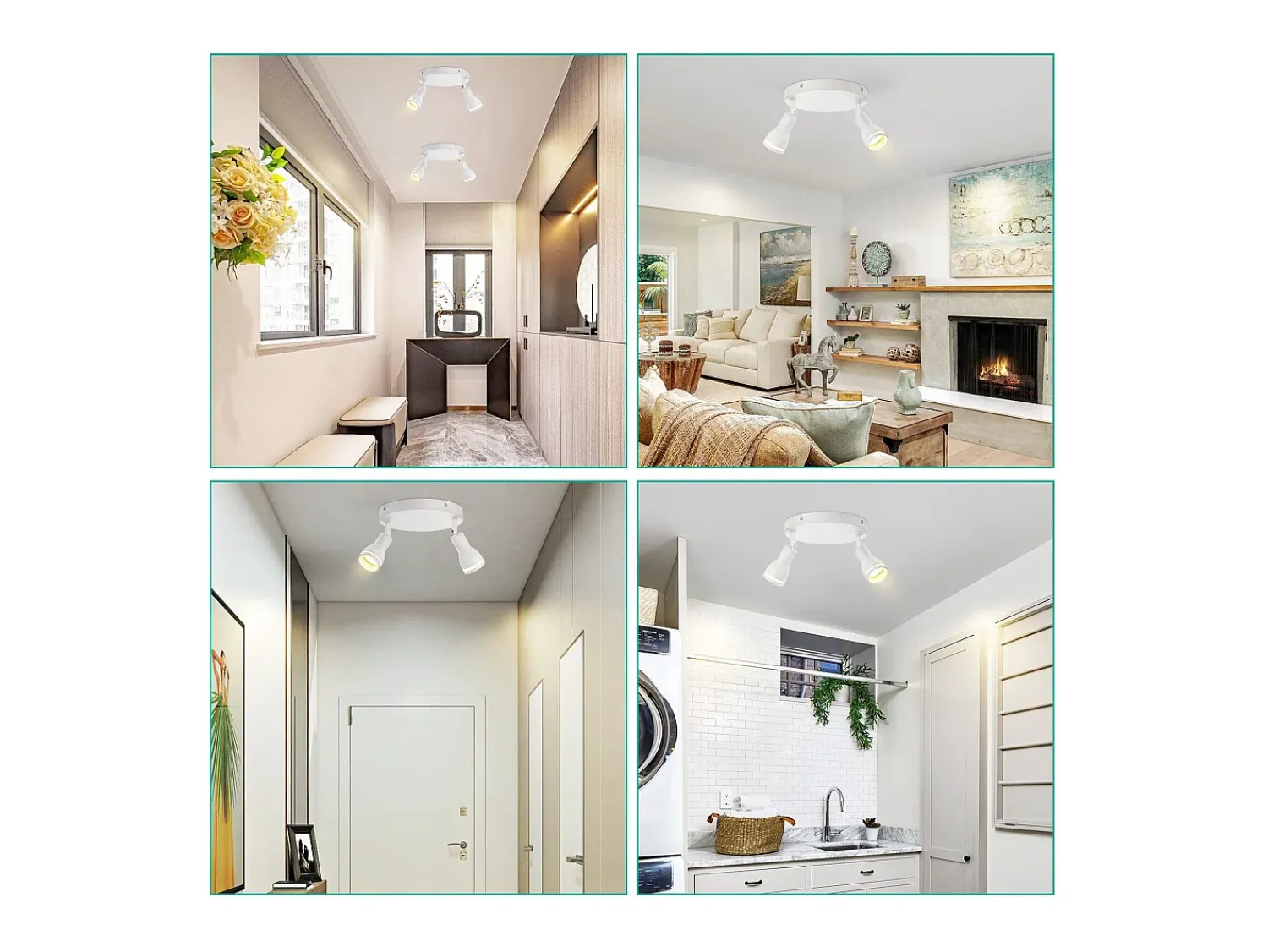 Clearance NETTLIFE Foco de techo LED de 2 bombillas , foco de techo para salón, foco orientable GU10, lámpara moderna de foco. Blanco
