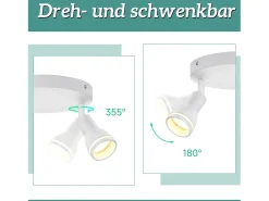 Clearance NETTLIFE Foco de techo LED de 2 bombillas , foco de techo para salón, foco orientable GU10, lámpara moderna de foco. Blanco