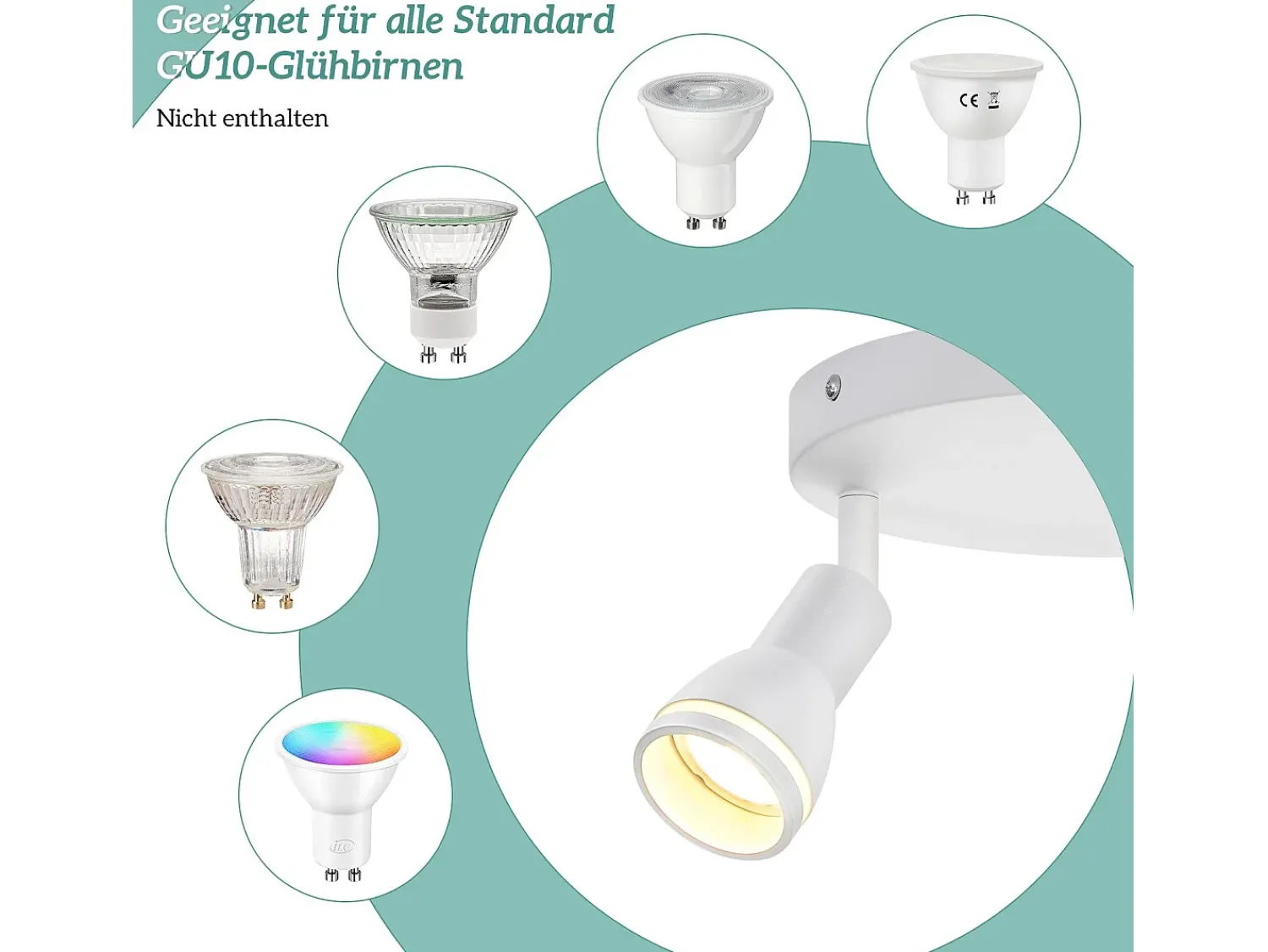 Clearance NETTLIFE Foco de techo LED de 2 bombillas , foco de techo para salón, foco orientable GU10, lámpara moderna de foco. Blanco