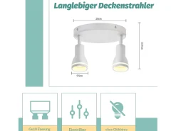 Clearance NETTLIFE Foco de techo LED de 2 bombillas , foco de techo para salón, foco orientable GU10, lámpara moderna de foco. Blanco