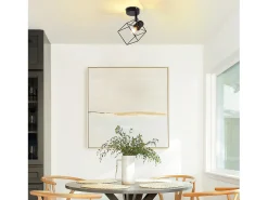 Clearance NETTLIFE Foco de techo E14 ajustable 350° Lámpara de techo vintage de metal para sala de estar Negro