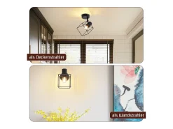 Clearance NETTLIFE Foco de techo E14 ajustable 350° Lámpara de techo vintage de metal para sala de estar Negro