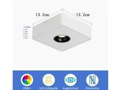 Discount NETTLIFE Foco LED 7W Cálido Foco de Techo Moderno Foco Plano y Cuadrado para Pasillo Cocina Comedor Blanco