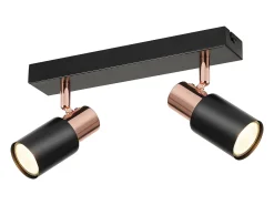 NETTLIFE Foco para techo negro GU10 - 2, lámpara de cocina con llama rotativa de 355° moderna industrial.