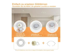 Clearance NETTLIFE Kit 12 Focos GU10 Casquillos Empotrables en Marco 230 V 50 mm Metal Orientable 30° para LED Halógenos Blanco
