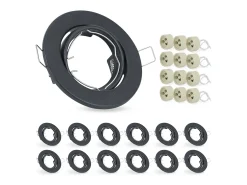 Discount NETTLIFE Kit 12 Focos LED empotrables GU10 Ajustables 30° Redondos Incluye casquillo con marco halógeno cromado Adecuado para centro de iluminación Negro