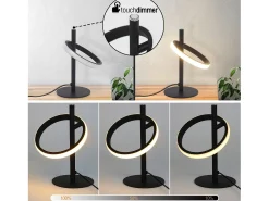 Hot NETTLIFE Lampara de mesa LED blanca moderna en forma de anillo, lámpara de noche rotativa con anillos extraíbles de 13W. Negro