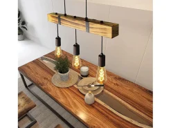 Best NETTLIFE Lámpara colgante Comedor Mesa de comedor Madera vintage E27 Lámpara colgante 61 CM Industrial Marru00f3n
