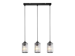 New NETTLIFE Lámpara colgante moderna de cristal para mesa de comedor, 3 llamas, E27 Negro