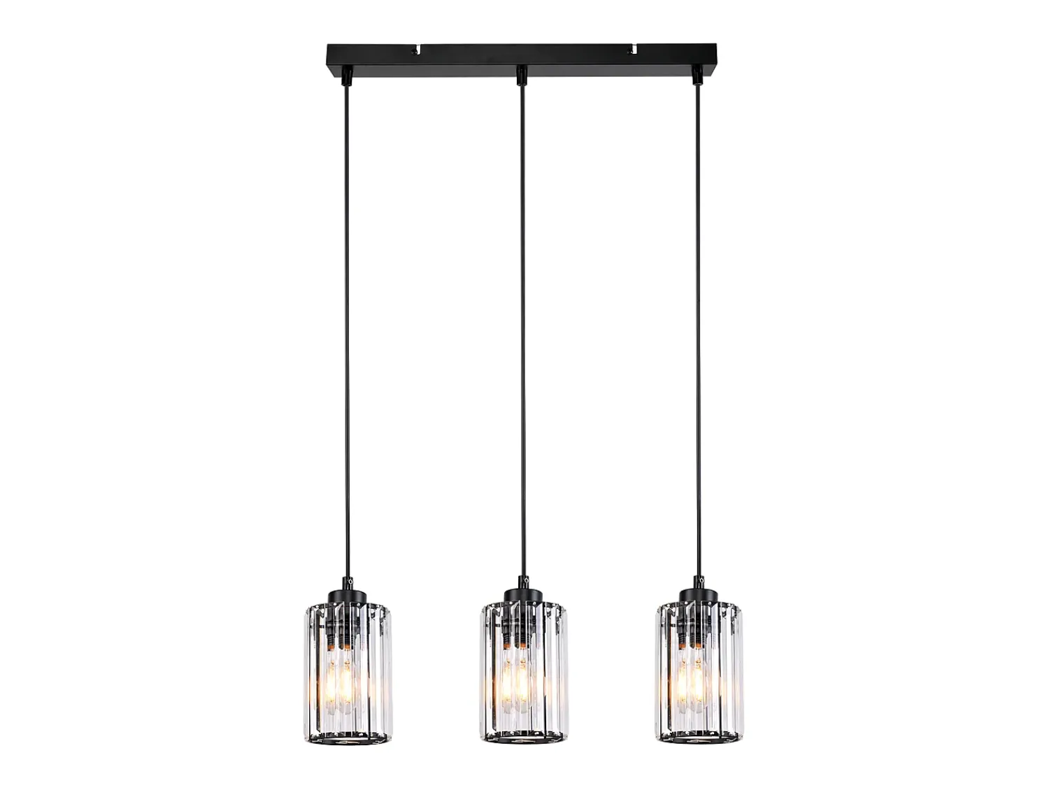New NETTLIFE Lámpara colgante moderna de cristal para mesa de comedor, 3 llamas, E27 Negro