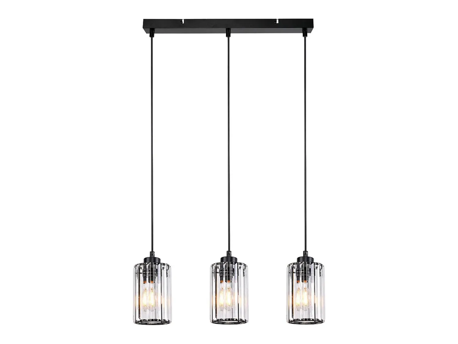 New NETTLIFE Lámpara colgante moderna de cristal para mesa de comedor, 3 llamas, E27 Negro