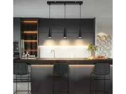 Sale NETTLIFE Lámpara colgante de metal diámetro 44 cm GU10 3 bombillas salón industrial moderno para interior cocina dormitorio Negro